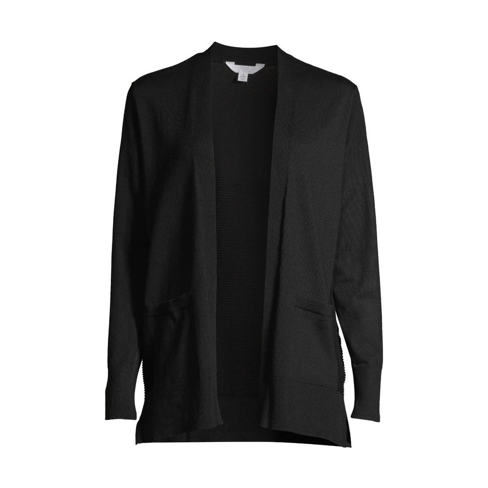 NWT Time and Tru Women's Black Open Front Cardigan Sweater S Layering Casualwear